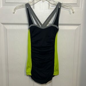 Bebe Sport Black & Lime Strappy Bra Tank Top